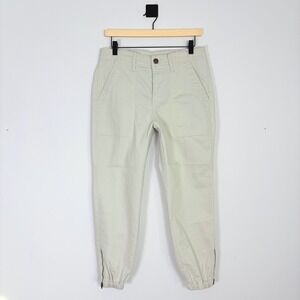 Cabi Compass Cargo Pants Cropped Zip Ankle Utility Khaki Beige Women Size 6